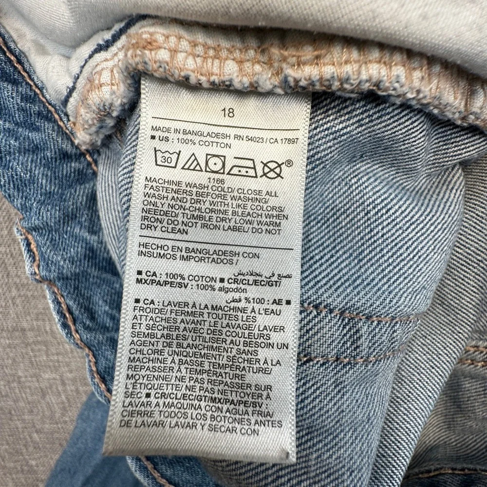 Old Navy High-Waisted Super Baggy Wide-Leg Cargo Jeans Girls 18 Seam Front Denim